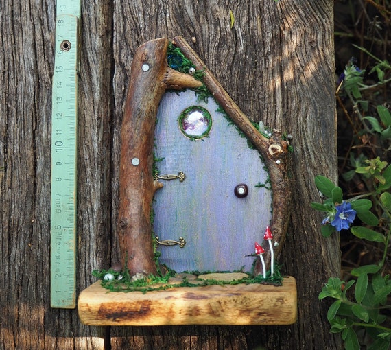 Rustic Wooden Fairy Door With Twig Frame Fantasy Faerie Door Etsy