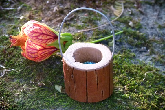 Miniature Dollhouse FAIRY GARDEN Accessories ~ Rustic 1¼/" Wood Wooden Bucket NEW