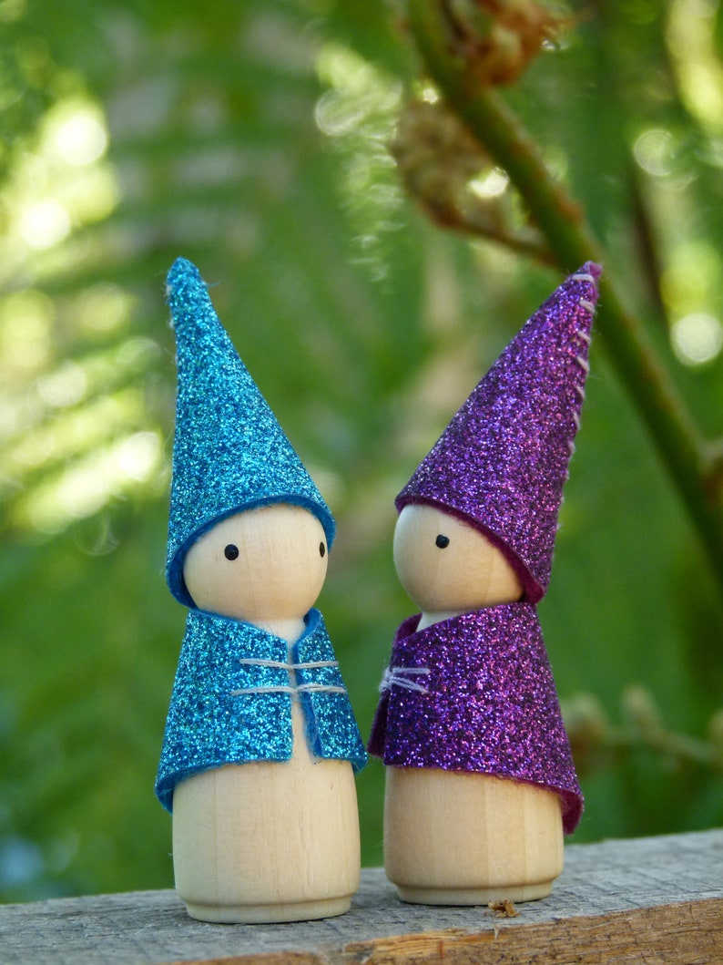 Glitter Gnome, Peg Doll Gnome, Choose Your Colour, Non-Shedding Wool Felt Gnome, Steiner Inspired image 4