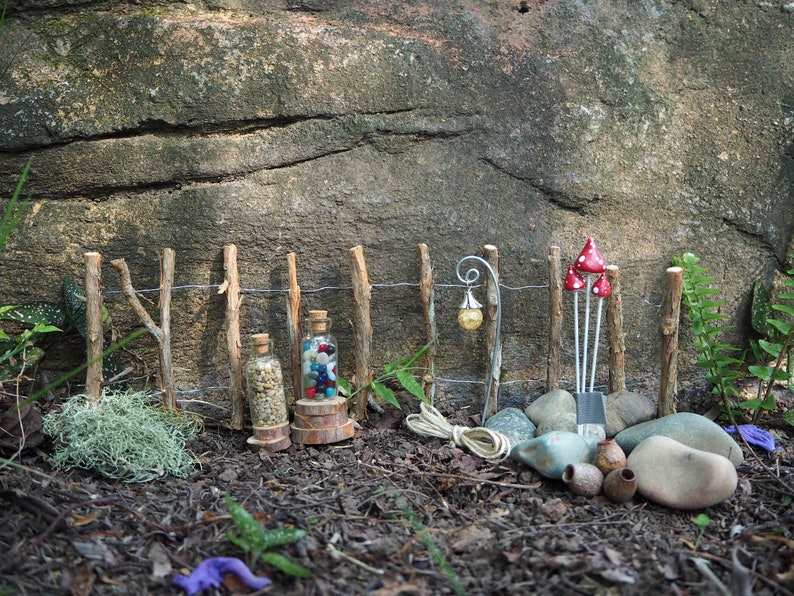 Rustic Fairy Garden Kit, Gift Box of Fairy Accessories, Natural Fairy Materials image 4