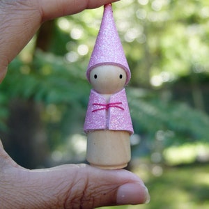 Glitter Gnome, Peg Doll Gnome, Choose Your Colour, Non-Shedding Wool Felt Gnome, Steiner Inspired image 7