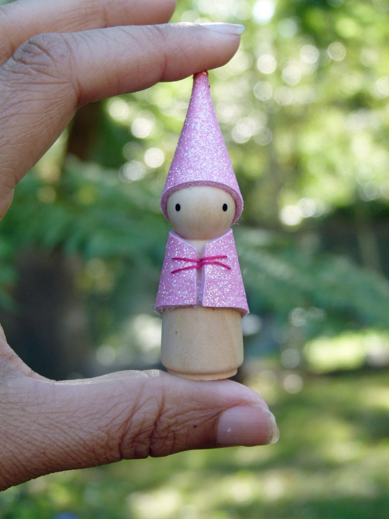 Glitter Gnome, Peg Doll Gnome, Choose Your Colour, Non-Shedding Wool Felt Gnome, Steiner Inspired image 7