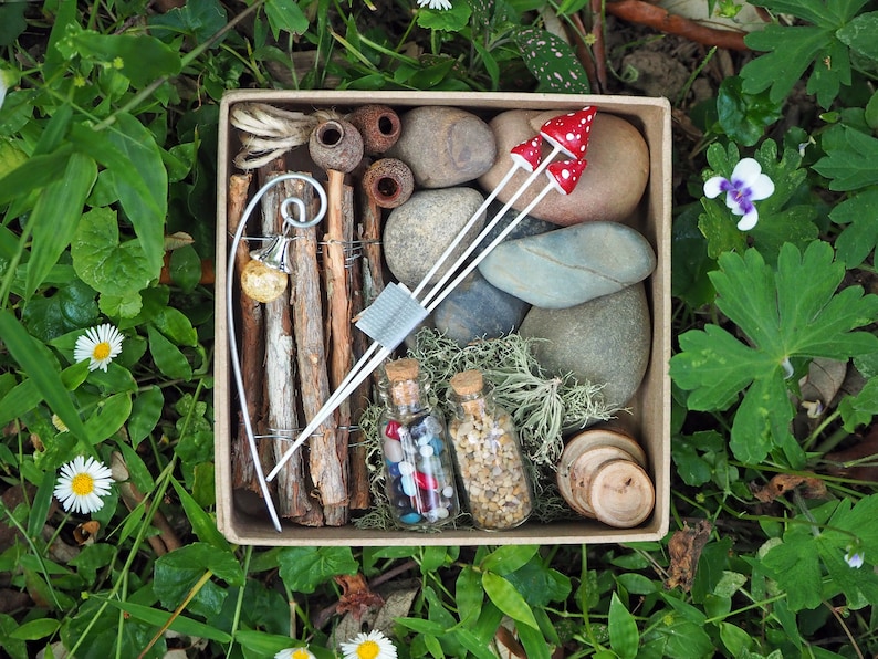 Rustic Fairy Garden Kit Gift Box of Fairy Accessories Etsy Australia