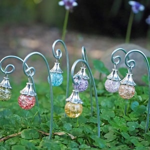 Pastel Crackle Glass Fairy Lantern, Miniature Garden Decor