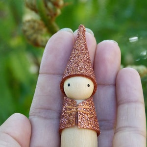 Glitter Gnome, Peg Doll Gnome, Choose Your Colour, Non-Shedding Wool Felt Gnome, Steiner Inspired image 3