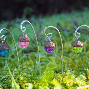 Single Acorn Cap Fairy Lantern, Choice of 6 Colours, Crackle Glass Fairy Light, Small World Play, Pot Plant Accessory, Miniature Garden