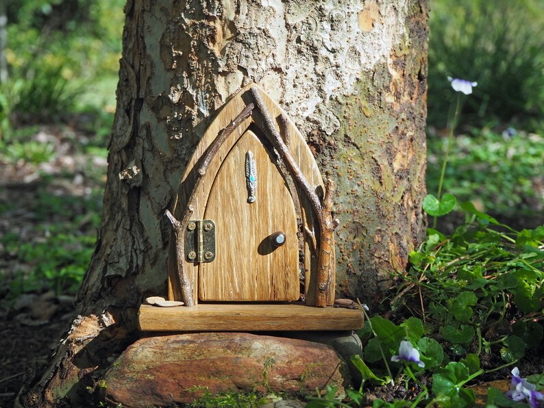Wooden Fairy Door with Twig Framing Rustic Opening Fairy Etsy