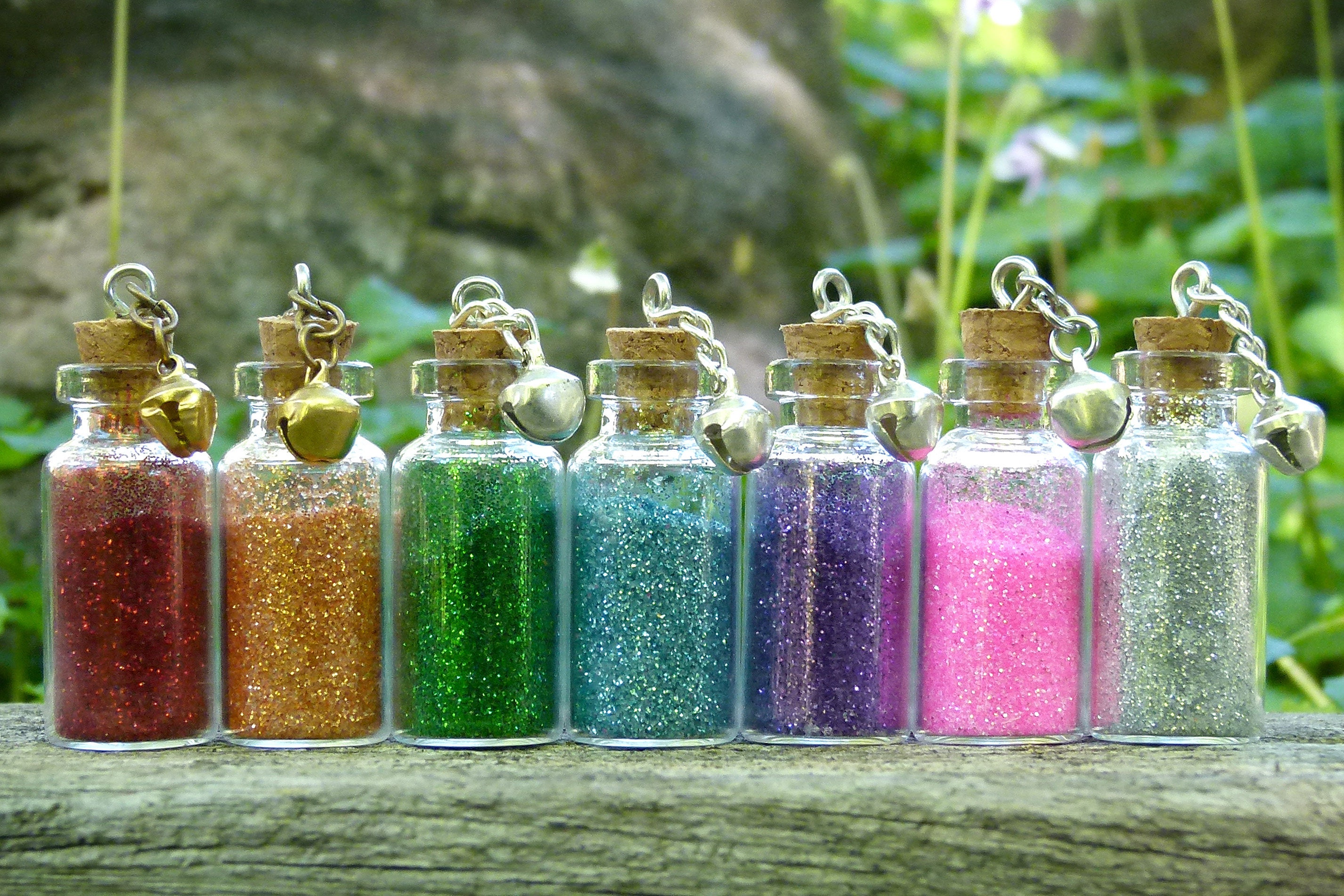 12Colors glass fairy dust bottles with opalescent glitter confetti