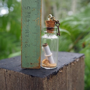 Message in a Bottle Glass Vial, Miniature Scroll With Seashell, Fairy ...