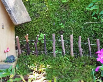 Rustic Fairy Fence, Fairy Garden Fence, Miniature Fence, Flexible Twig Fence