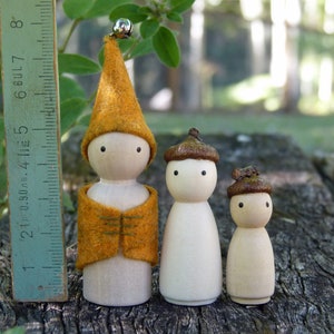 Large Bell Gnome, Wood and Wool Felt Gnome, Choose Your Colour, Peg Doll Gnome, Steiner Inspired image 9