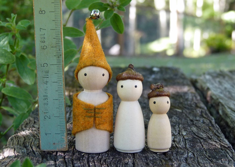 Large Bell Gnome, Wood and Wool Felt Gnome, Choose Your Colour, Peg Doll Gnome, Steiner Inspired image 9