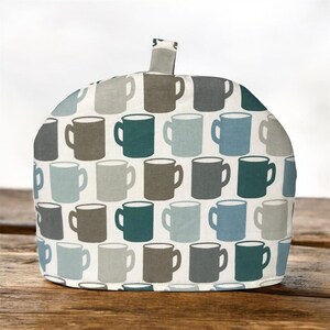 Mug Of Tea Cup Print Teal Blue Grey Tea Pot Warmer Cosy Cover