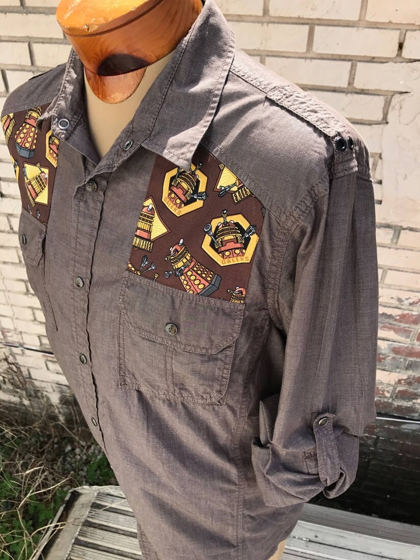 Doctor Who Men's Button Down Shirt Vintage Shirt & Doctor Etsy