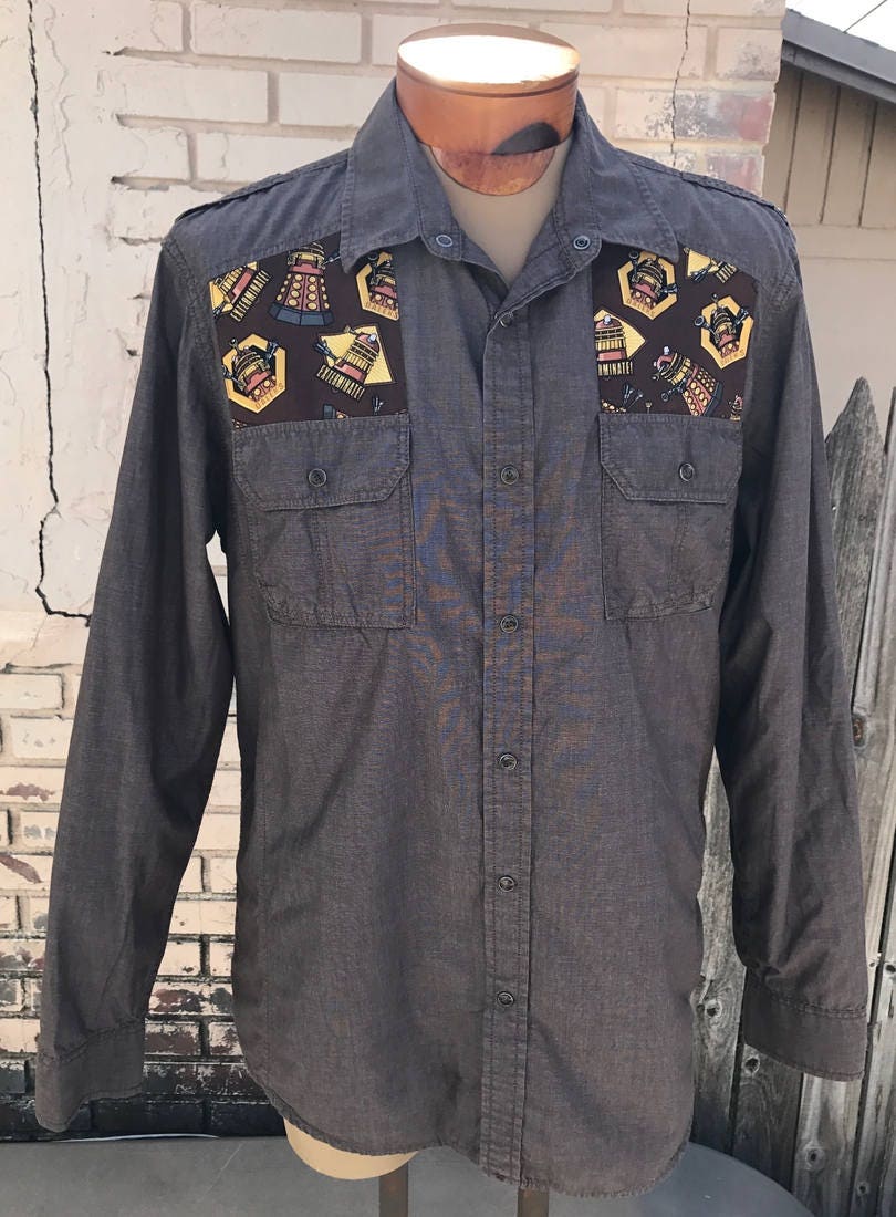 Doctor Who Men's Button Down Shirt Vintage Shirt & Doctor Etsy