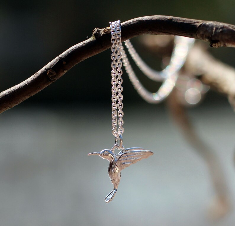 Kolibrie ketting / vogel hanger. Sterling Zilver. Dainty Etsy