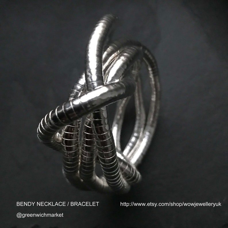 Bendy Snake Necklace, Bracelet. Flexible, Twisty, Versatile, Bendable, Statement Jewellery. Lead & Nickel Free, Retro Vintage Style image 2