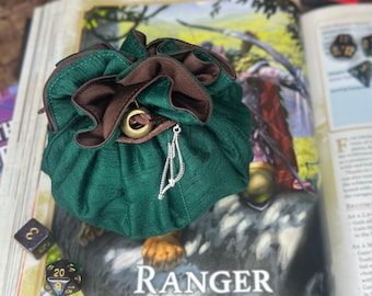 Ranger Dice Bag (Class Series) | Holds 12 sets | Handmade Dice Bag with Pockets | Tabletop Gaming | Dungeons and Dragons |