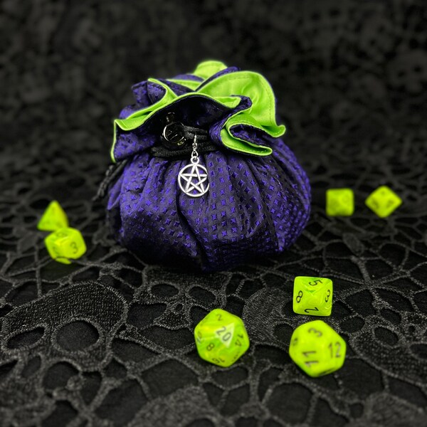 Hex Dice Bag | Holds 12 sets | Dice Bag with Pockets | Tabletop Gaming | Dungeons and Dragons |