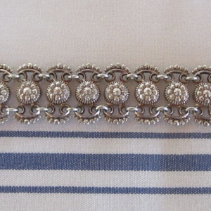 Silver Cuff Bracelet Estate Vintage 800 Silver Ornate Panels Hinged Bracelet