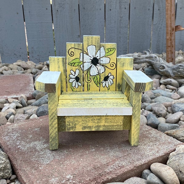 Adirondack Chair Decorative Plant Stand, Wooden Adirondack, Hand Painted Beach Chair, Coastal Chair Plant Stand, Gift Idea, Decorative Chair