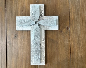 Handmade Wood Cross, Religious Cross Handmade with Watermark Design, Religious Spiritual Gift, Rustic Crucifix, Home Décor, Spirituality Art