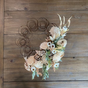 Bed Spring Wreath, Wood Flowers Bedspring Wreath image 1