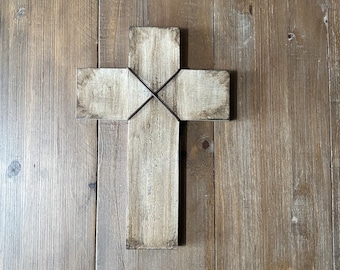 Handmade Wood Cross, Religious Cross Handmade Faux Finish Design, Religious Spiritual Gift, Rustic Crucifix, Home Décor, Spirituality Art