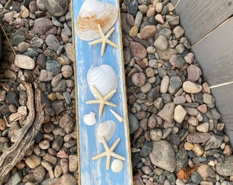 Handmade Seashell Starfish Wall Hanging, Coastal Beach Decor
