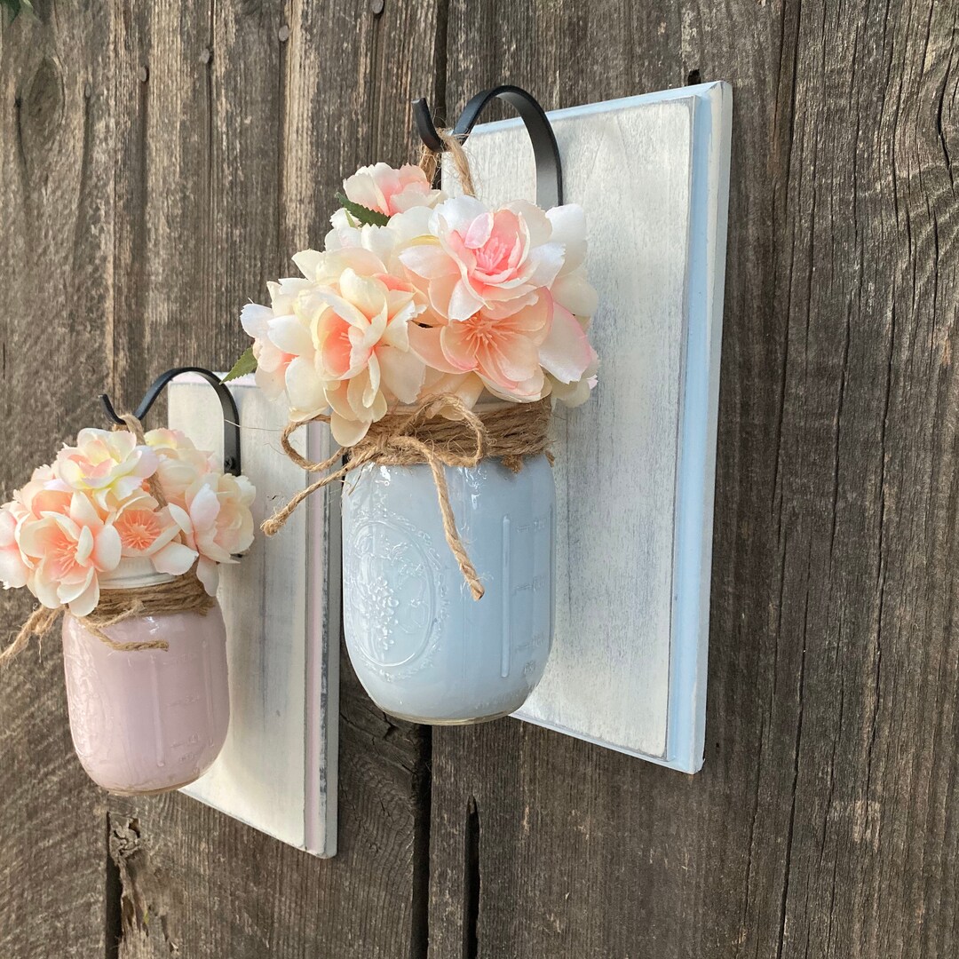 Wall Mason Jar Farmhouse Wall Décor Single Mason Jar Décor Etsy