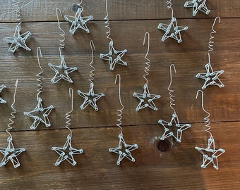 Star Ornaments, Metal Spring Clothespin Star with Twisted Wire, Hanging Star