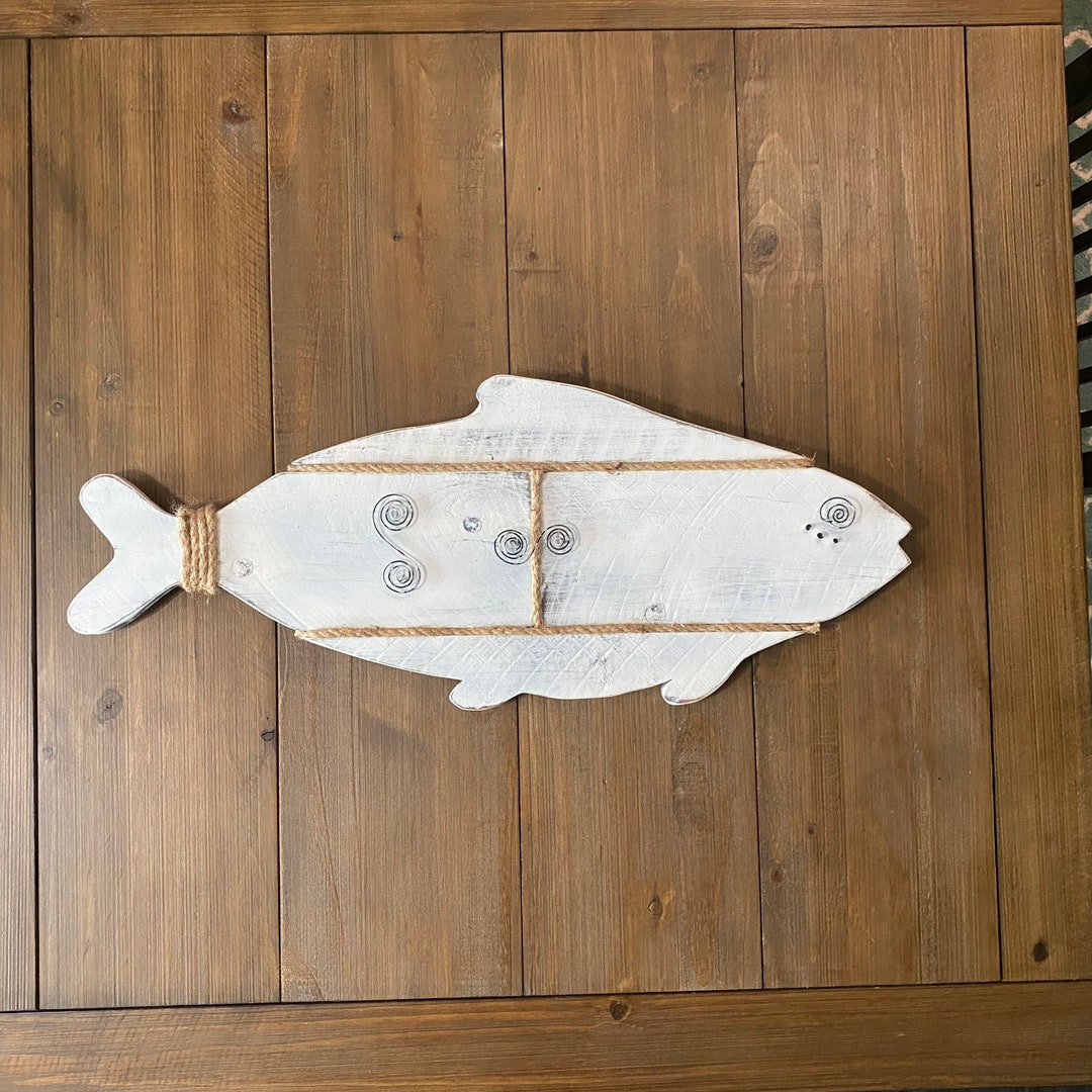 Wood Fish Wall Decor Handmade Wooden Fish Distressed Wood Etsy