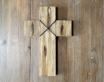 Handmade Wood Cross, Religious Cross Hand Painted Faux Finish Design, Religious Spiritual Gift, Rustic Crucifix, Home Décor, Wall Art
