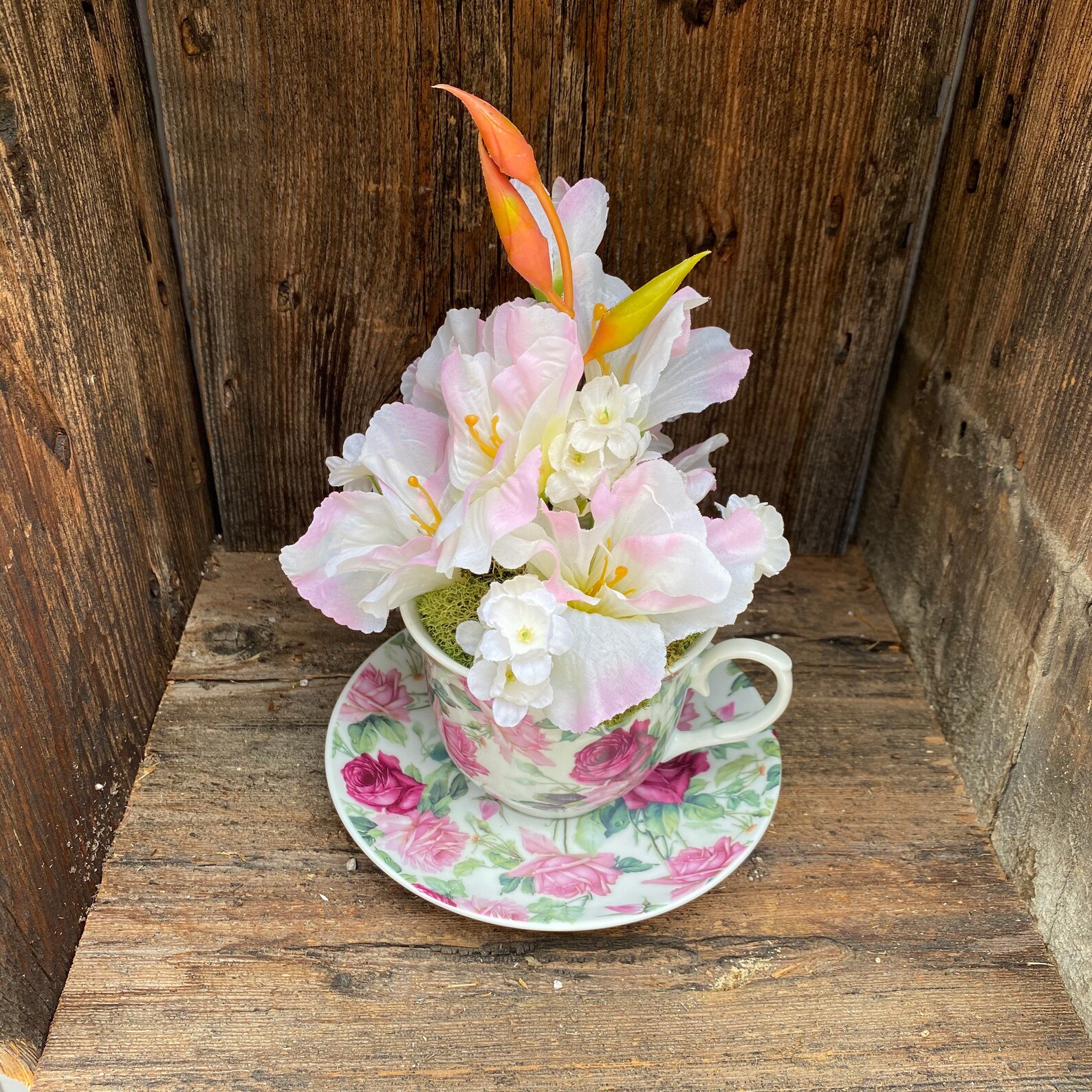 Teacup Tulip Flower Arrangement Gift for Mom Wedding Gift Etsy