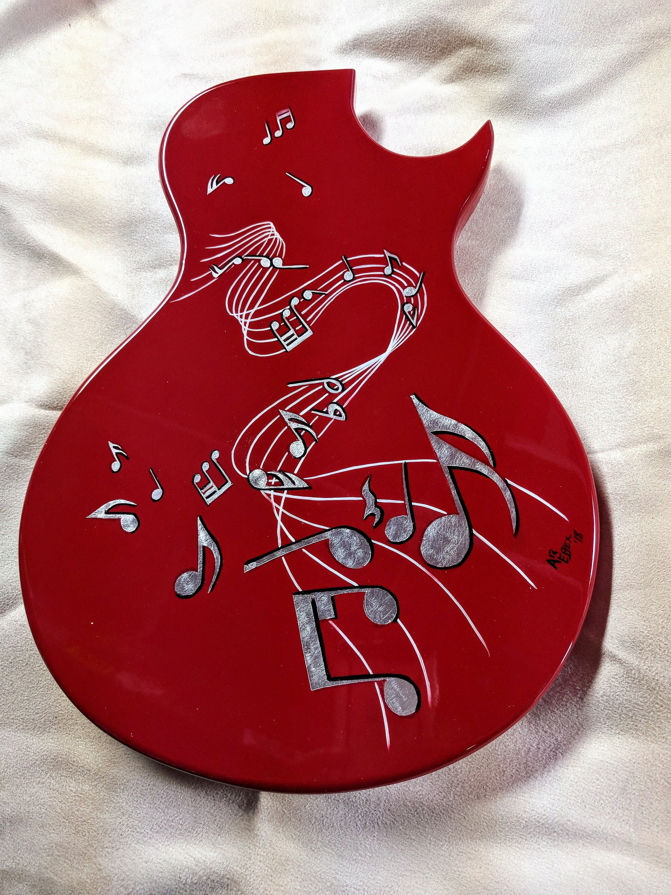 Custom Painted Guitar Body Wall Hanging Music Notes Staff Etsy