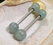 Setof2 14G Natural JADE Aventurine Nipple Barbells Tongue Ring Nipple Ring Nipple Shield 16mm 316L Steel 6mmBallEnds HealthReg=NoReturn 