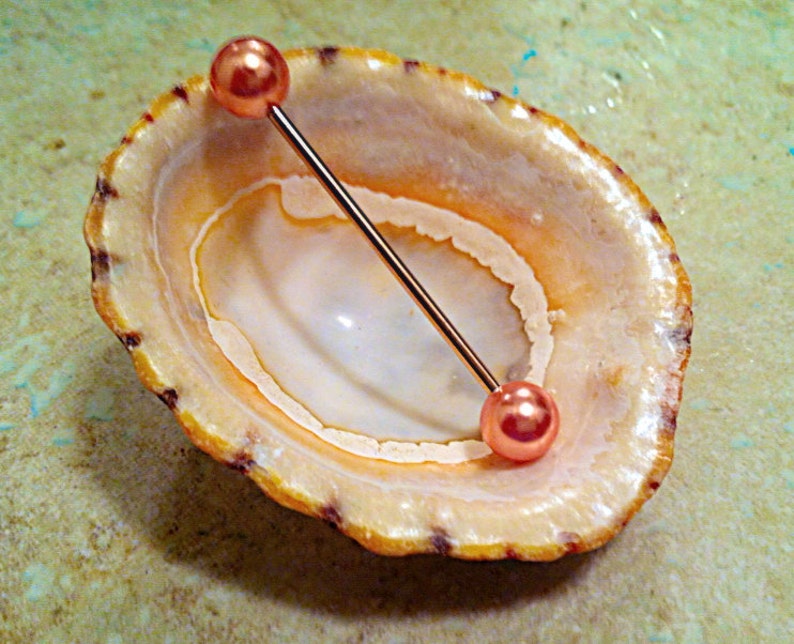 1 PINK PEARL Barbell Industrial Scaffold Rose Gold Yellow Gold Etsy