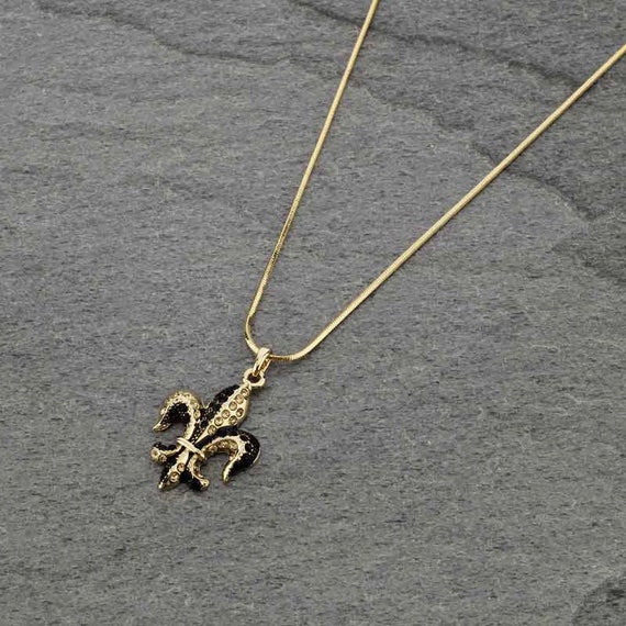 Fleur De Lis-Football Helmet//New Orleans Saints Rhinestone Pendant Necklace