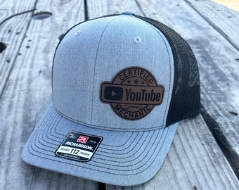 Certified YouTube Mechanic leather patch hat - funny and cool cap!