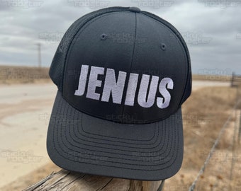 Jenius embroidered hat - funny and cool cap! Show people how smart you are with this hat!