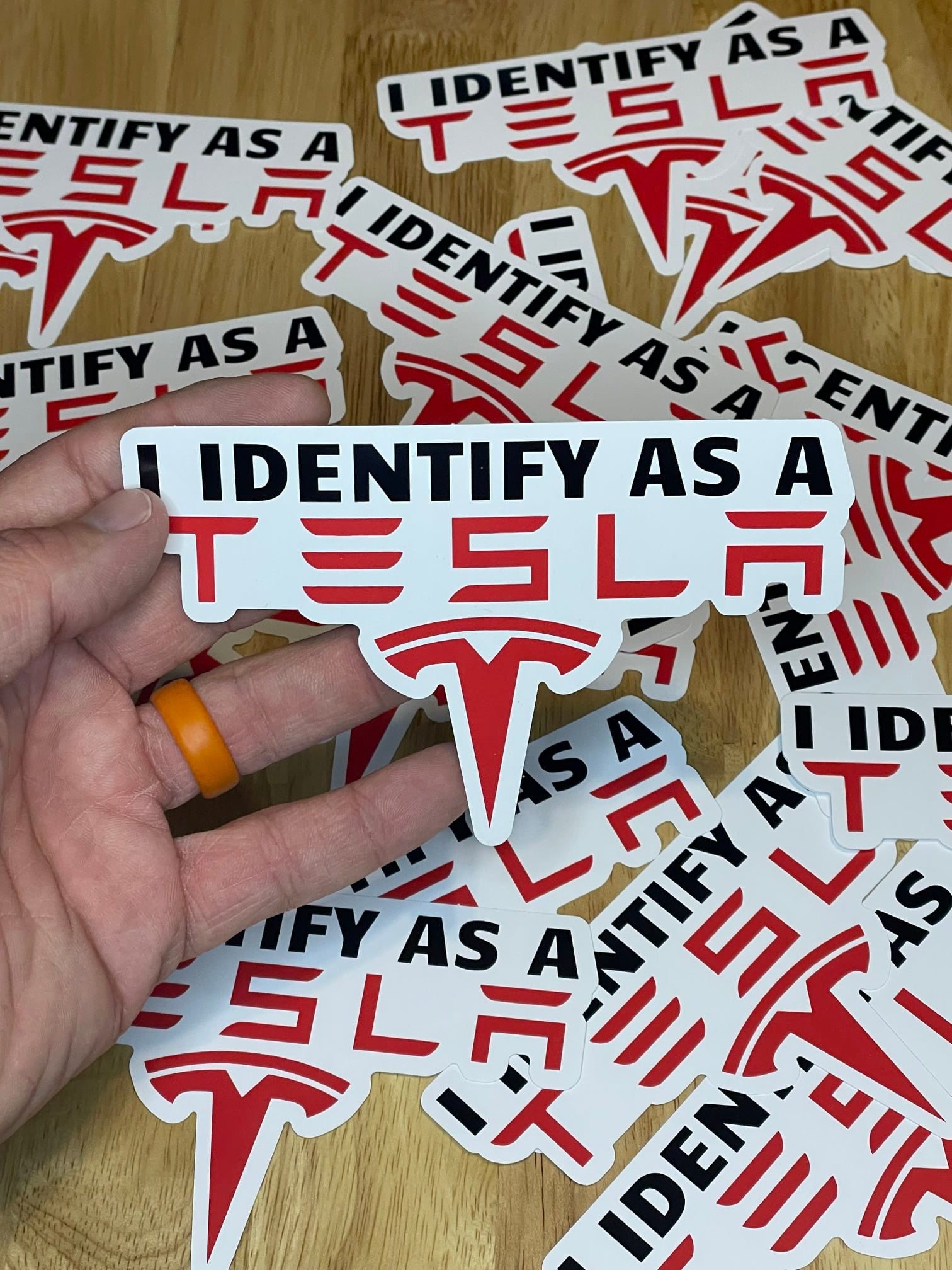 I Identify As A Tesla sticker  Car & Truck Waterproof Window Decals -  Vinyl Mayhem