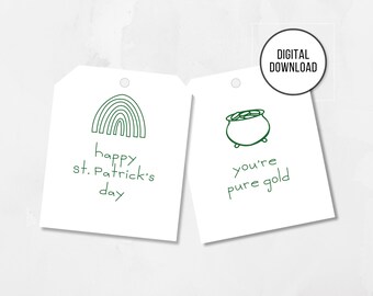 Printable Shamrock Gift Tags, St. Patrick's Day Favor Labels (Digital Download)
