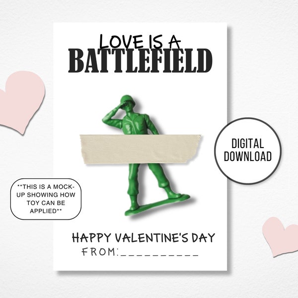 Kids Army Valentine Cards, Army Men Valentines, Printable Toy Arm Men Valentine, Instant Digital Download, Soldier Valentines