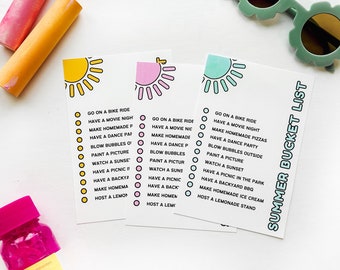 Summer Bucket List Printable for Kids | Editable | Instant Download