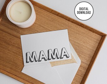 Modern Monochrome Mother's Day Card, Stylish Greeting Card for Mom, Contemporary Design, Chic Gift Idea