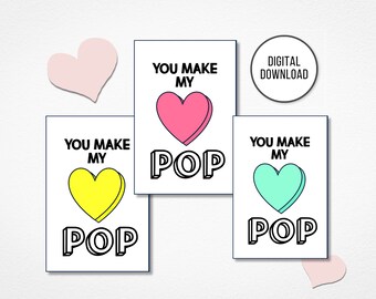 Pop It Valentine-kaartenset, cadeaus voor kinderen in de klas (directe download)