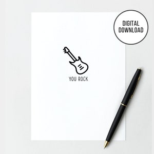 Minimalistische Happy Father's Day Karte, “You Rock” Gitarre, modernes einfaches Design, Sofort Download