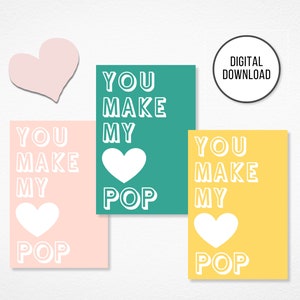 You Make My Heart Pop Valentines, Popcorn Valentines Gift Tags, Printable Valentine Gift Tags, Instant Download