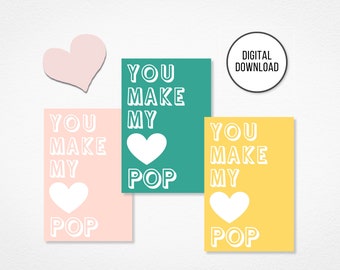 Valentine Popcorn Gift Tag Printable | Heart Cards | Instant Download