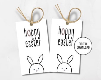 Hoppy Easter Bunny Gift Tags, Printable Treat Tags (Instant Download)